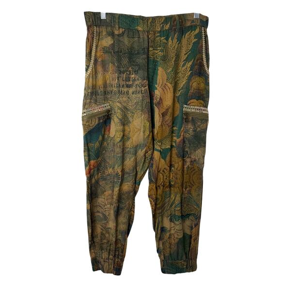 Desigual Boho Floral Cargo Jogger Pants Multicolor Tapestry Print – Size XL - Picture 2 of 11